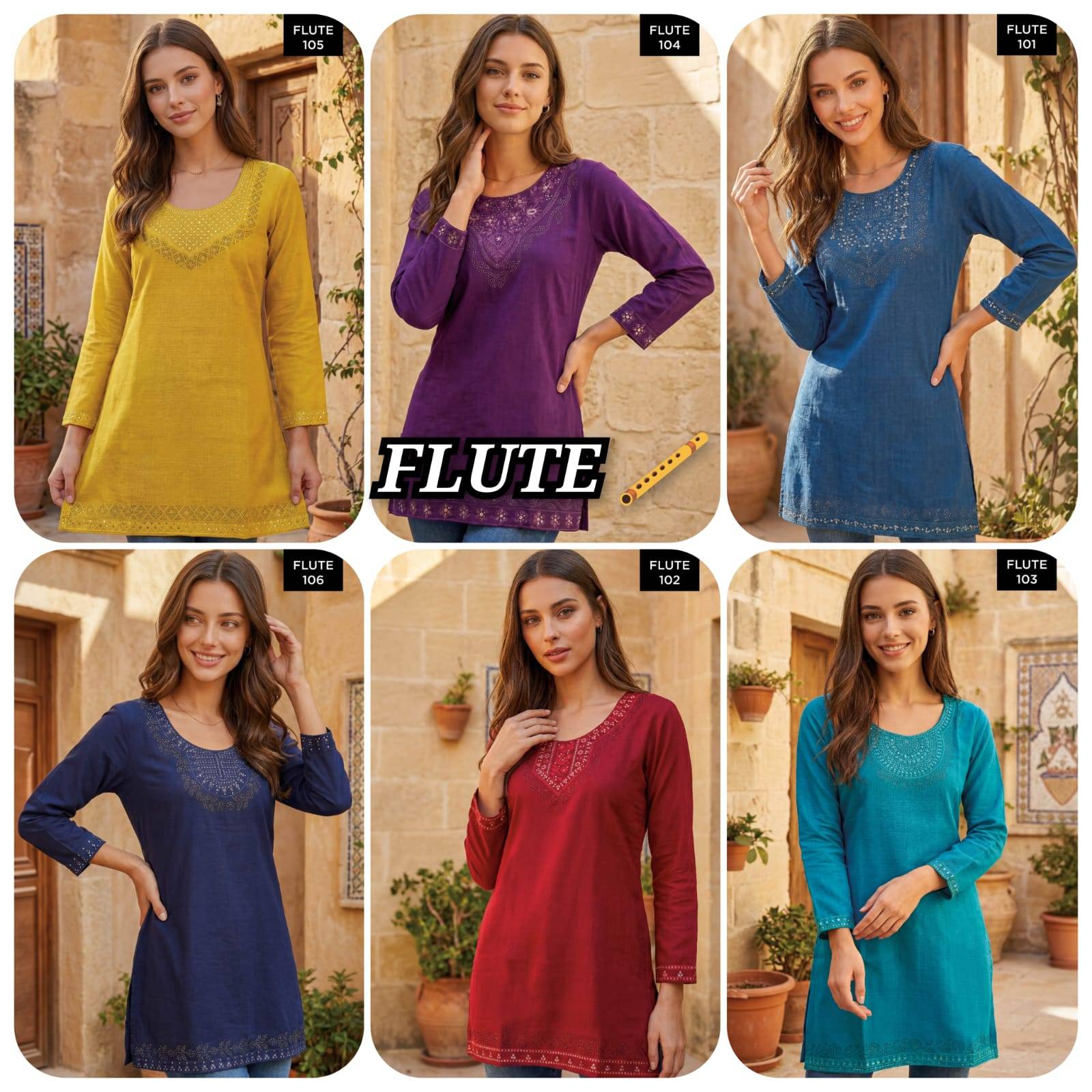 Flute By Fashid 101 To 106 Series Designer Ethnic Wear Collection Cotton Tops At Wholesale Price